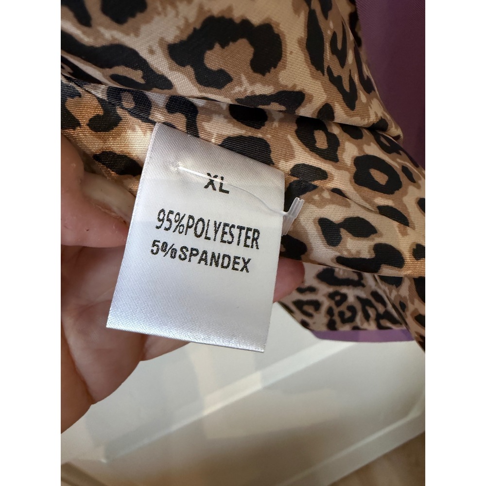 Purple Lavender Blazer XL Leopard Print Lined Single Button Jacket - Picture 7 of 14